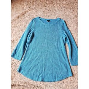 Talbots Light Blue Cotton Blend 3/4 Sleeve Sweater - Size Med Women's